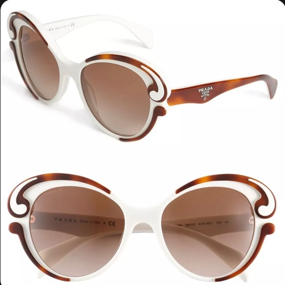 Brand New Prada Sunglasses Top Havana-Ivory / Brown Gradient Lens - Picture 1 of 2